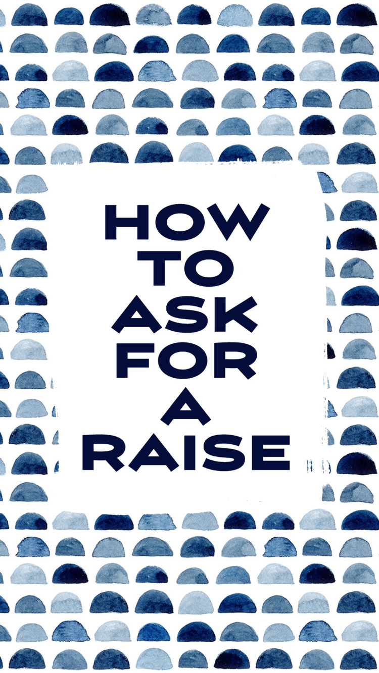 A TikTok titled "How to ask for a raise" against a blue and white patterned background