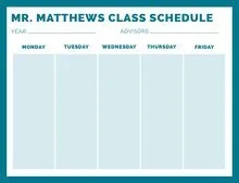 Blue Weekly Class School Schedule Class Schedule