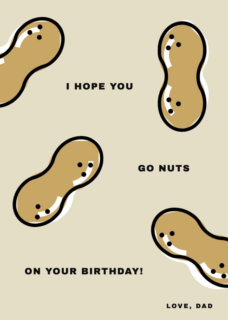 Tan Nuts Funny 5x7 Birthday Greeting Card