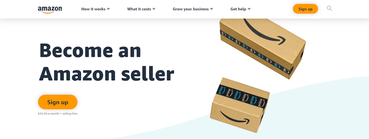 "Become an Amazon seller" homepage