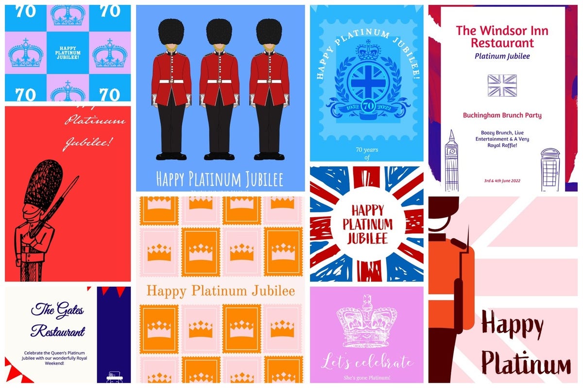 Queen's Jubilee 2022: Create Your Own Posters, Invitations, and Greetings  Cards.