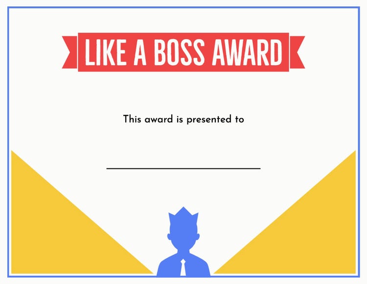Multicolored Like a Boss Award Certificate