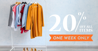 A Facebook Business Page post promoting a 20% off sale for one week only