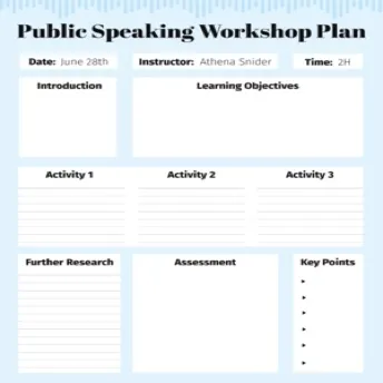 Blue & Black Sound Wave Public Speaking Workshop Planner