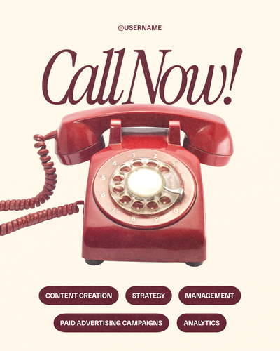 "Call now!" advertisement with image of phone