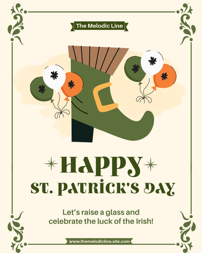 Happy St. Patrick's Day poster with illustration of boot