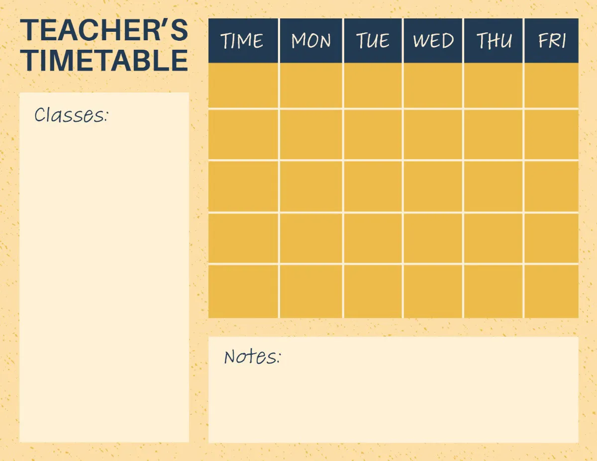 Yellow Teacher Class Schedule