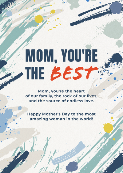 Mother's day card template in blue