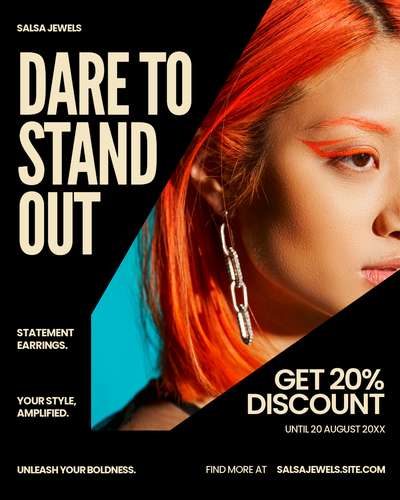 "Dare to stand out" advertisement over black background