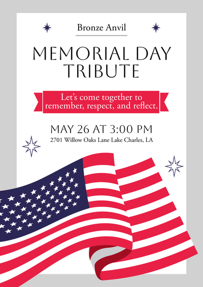 Memorial day tribute poster template featuring american flag
