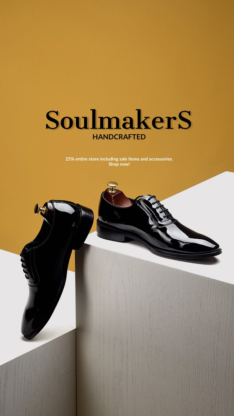 A promotion for high-end handcrafted shoes with two luxury fonts