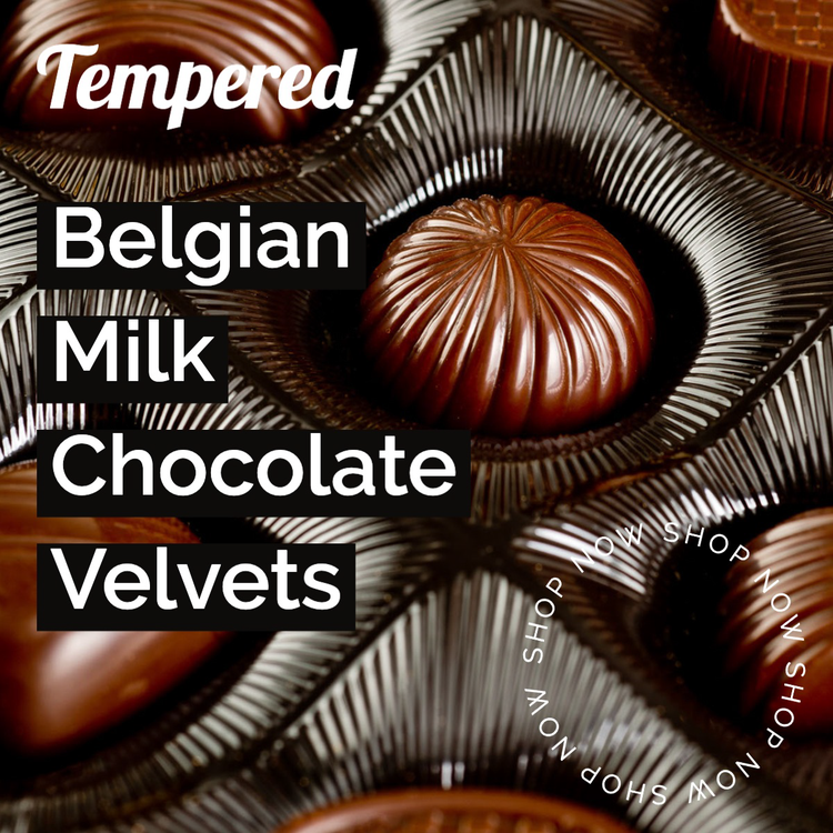 A Facebook Marketplace ad for Belgian Milk Chocolate Velvets with a close-up image of chocolates sitting in a black container.