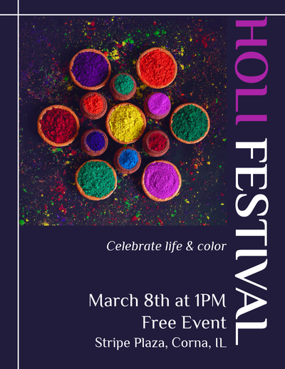 Holi event dark blue template