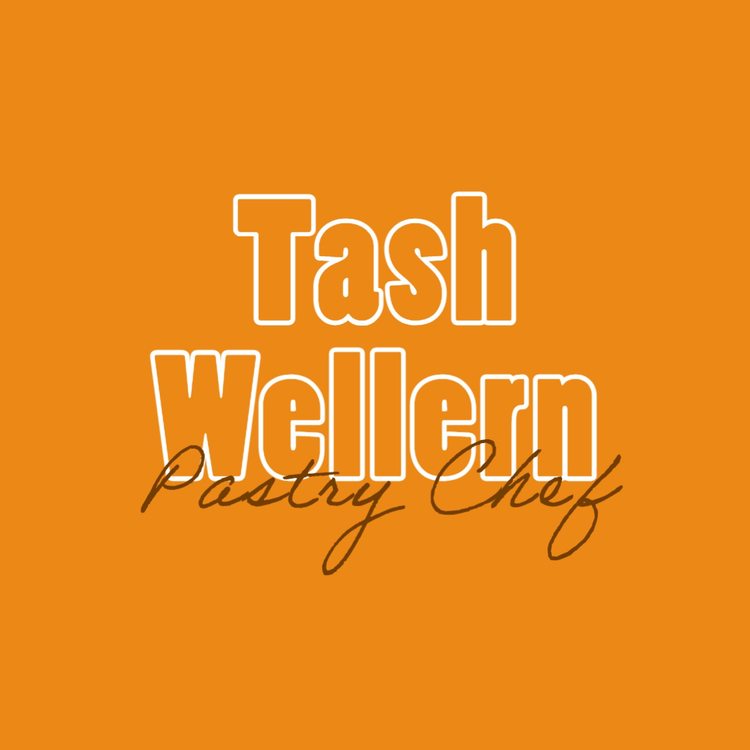Tash Wellern Pastry Chef text-only logo written in the fonts Poplar Std and Adobe Handwriting