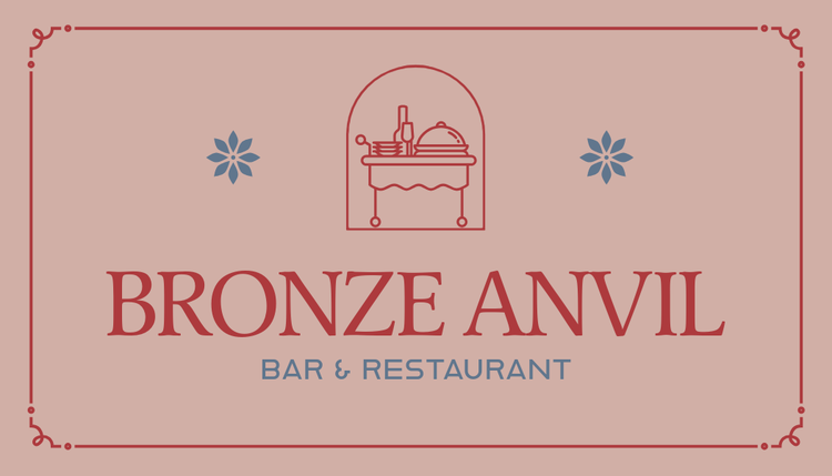 Adobe Express business card template for bar and restaurant in dark pink