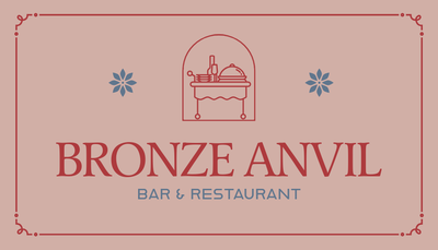 Adobe Express business card template for bar and restaurant in dark pink