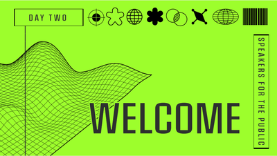 Bright green opening presentation slide