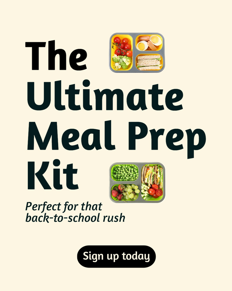 A social media ad for the ultimate meal prep kit with a stylish header font and crisp body text