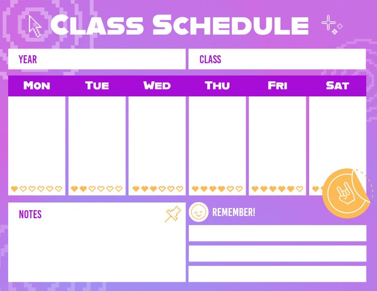 Purple Pixel Class Schedule For College Student