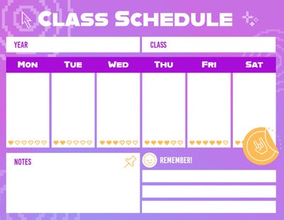 Purple Pixel Class Schedule For College Student