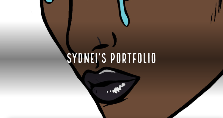 "Sydnei's Portfolio" with a graphic of a close of up the bottom half of a face