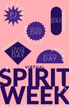 pink virtual spirit week poster Spirit Week