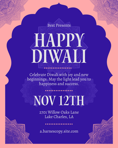 Happy Diwali social media template in purple