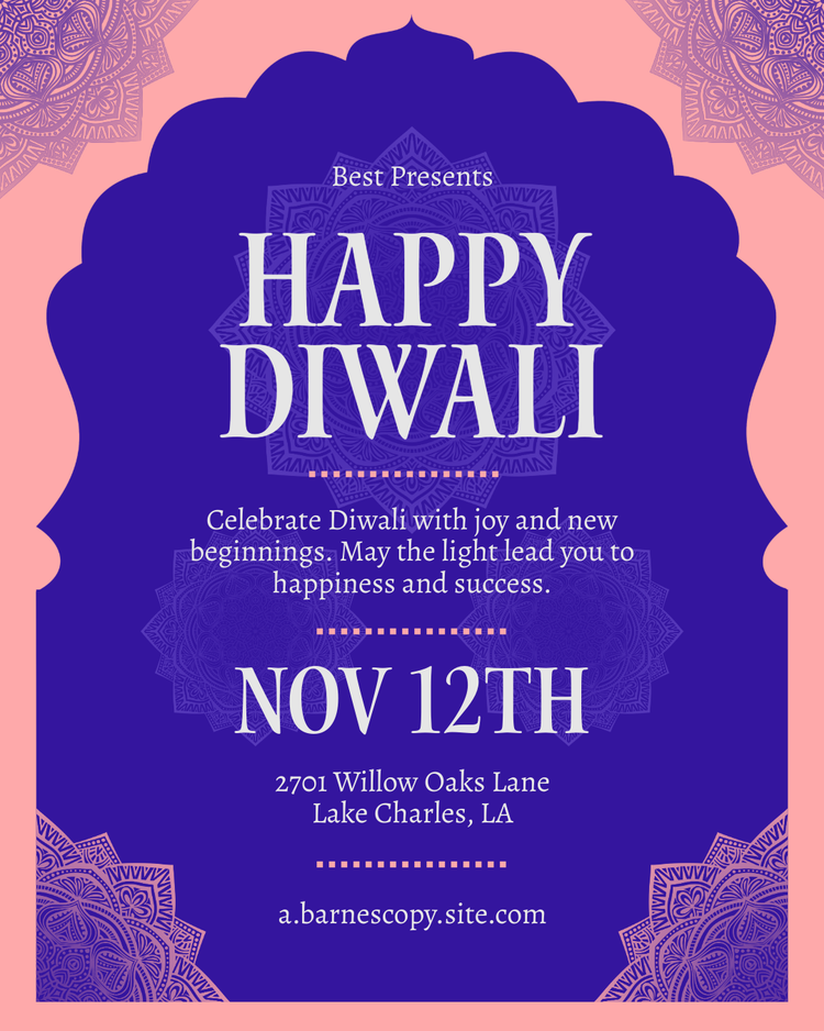 Happy Diwali social media template in purple