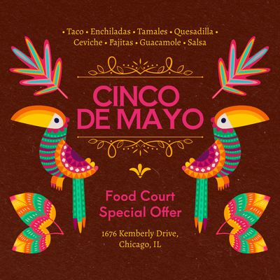 Cinco de mayo brown template featuring illustration of birds