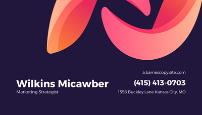 Adobe Express business card template for marketing strategist in dark purple and pink