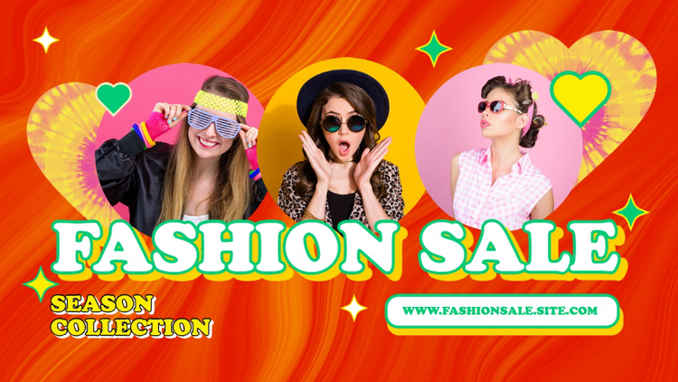 A Facebook banner promoting a fashion sale of the season collection with images of three people posing in various outfits