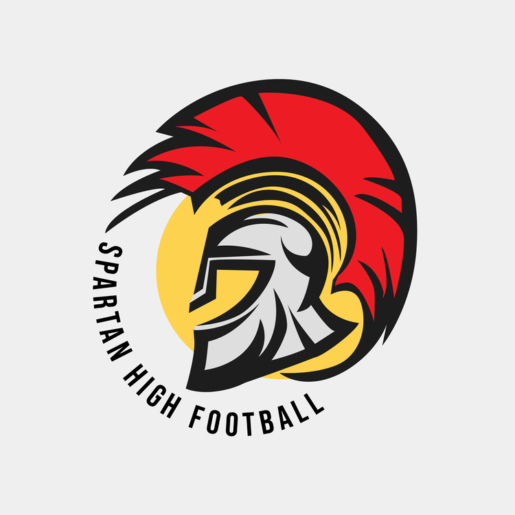 Spartan High School fantasy football logo with an icon of a spartan helmet with a red plume