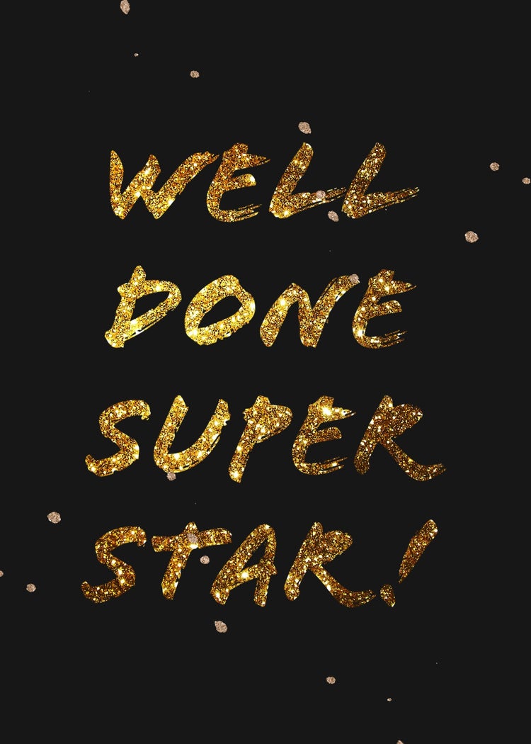 Black And Gold Well Done Super Star Card