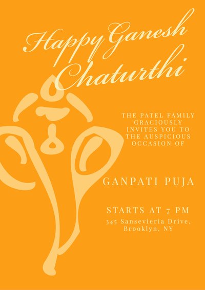 A formal event invitation to celebrate Ganesh Chaturthi with two elegant fonts