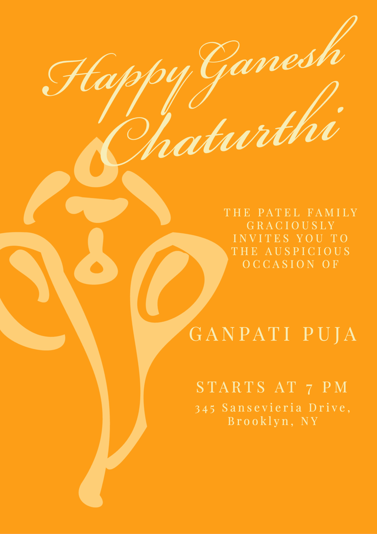 A formal event invitation to celebrate Ganesh Chaturthi with two elegant fonts