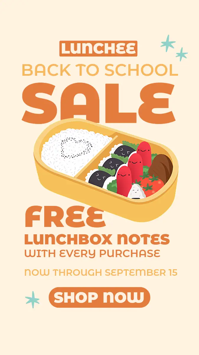 template for a lunchbox idea to take to school with sushi