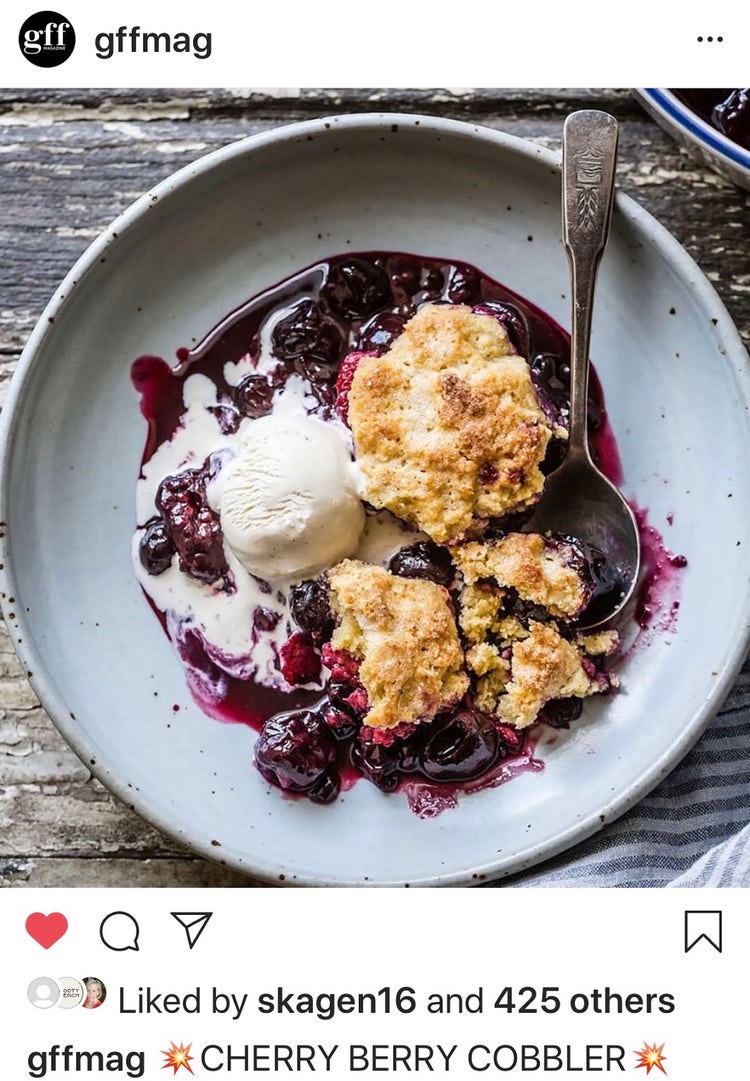 How to post on Instagram: Instagram post of a Cherry-Berry Cobbler