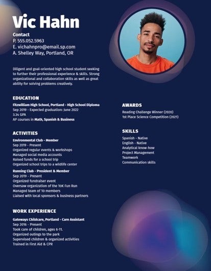 Navy, White and Gradient Resume
