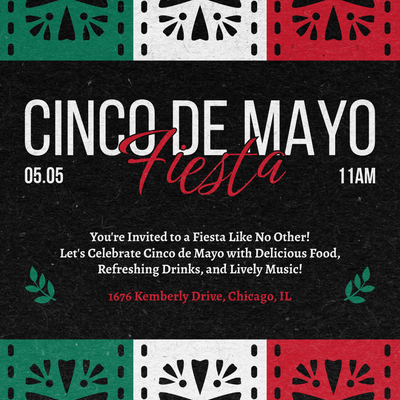 Cinco de mayo fiesta template in black green white and red