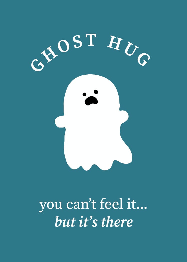 Green & White Funny Ghost Greeting Card