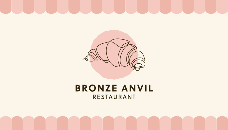 Adobe Express business card template for restaurant in cream and pink
