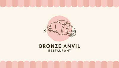 Adobe Express business card template for restaurant in cream and pink