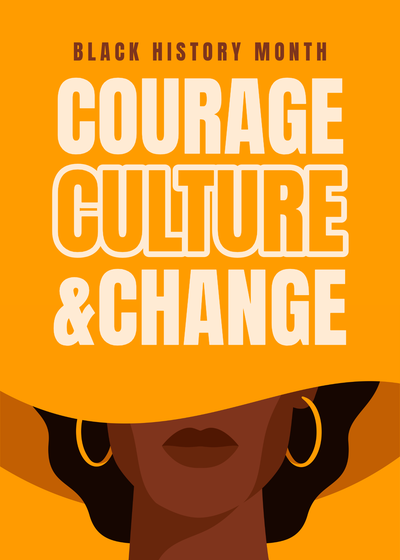 Black history month orange poster