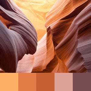 A color palette created from an image of orange and brown rock formations