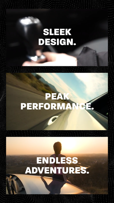 "Sleek design, peak performance, endless adventures' LinkedIn video template
