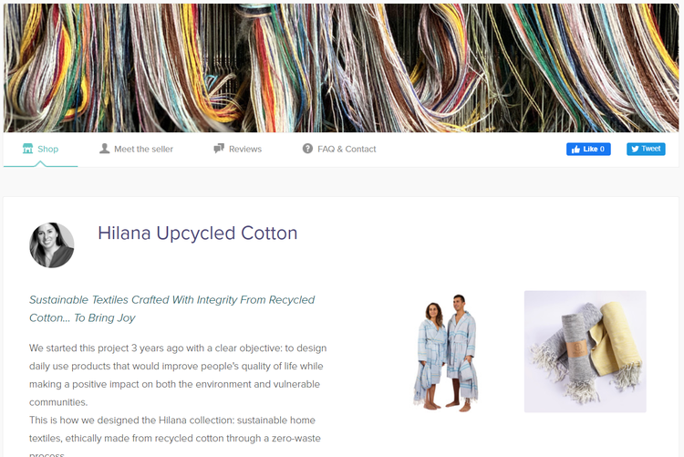 Hilana upcycled cotton Zibbet shop