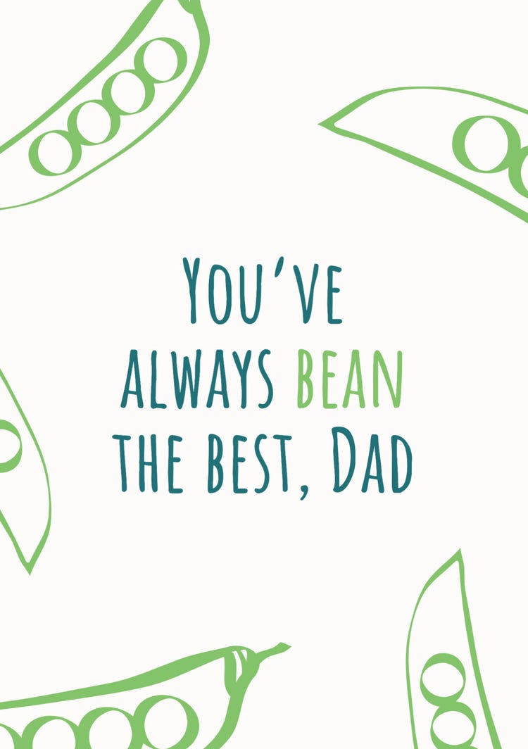 White & Green Father's Day A5 Greeting Card