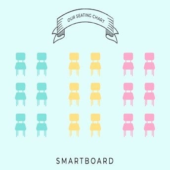 Blue Yellow and Pink Seating Chart