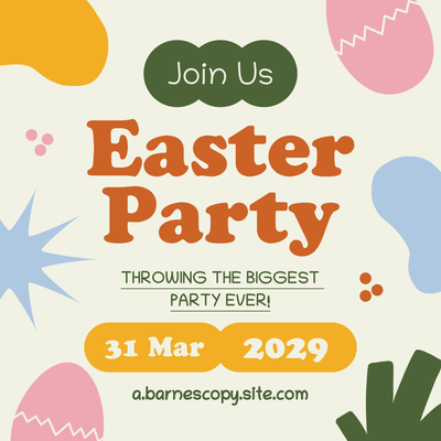 Easter party template featuring illustrated eggs