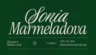 Adobe Express business card template for therapist and wellness coach in green